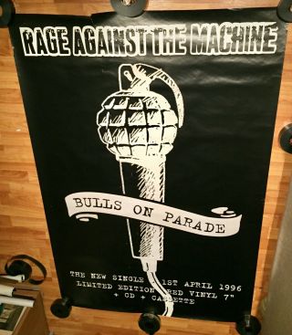 Rage Against The Machine Bulls On Parade Promo Poster Orig 1996 39.  5x59.  5 Rolled