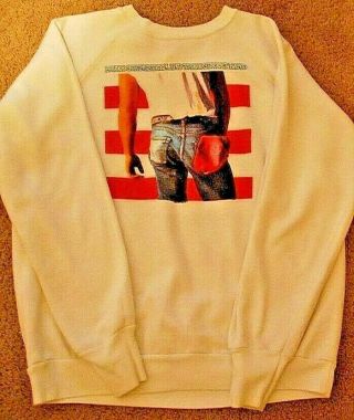 Bruce Springsteen 1984 " Born In The Usa " Concert White Sweatshirt Xl