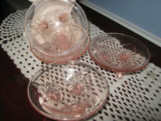 Fostoria Glass " Navarre " Pink Nut Dishes,  Ftd,  Set 4