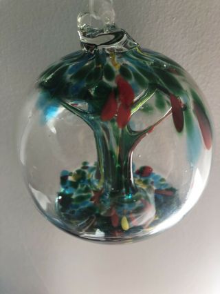 Kitras Art Glass Globe Ball Orb Tree Of Family Enchantment 6” Incl.  Gift Box