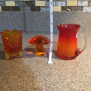 Set Of Three Mid Century Vintage Viking Glass Persimmon Orange Glass