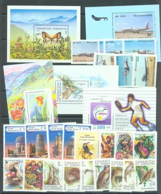 Uzbekistan 1993 - 5 Four Complete Sets (23 Stamps) And 5 Miniature Sheets Mnh