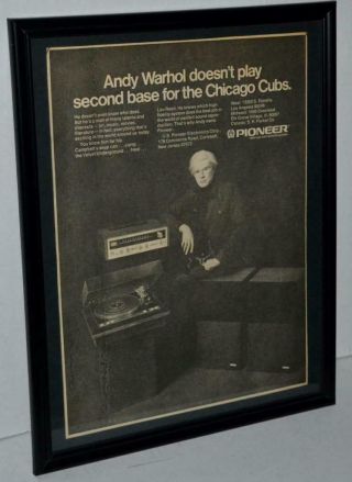Andy Warhol 1973 Velvet Underground Lou Reed Pioneer Promo Framed Poster / Ad