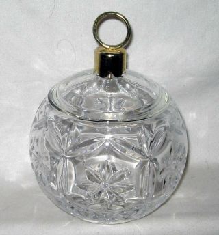 Bohemian Crystal Glass Czech Republic Made Round Lidded Candy Dish With Flowers