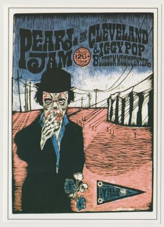 Pearl Jam 1998 98 Cleveland Post Card Poster Ames Bros Eddie Vedder Rare