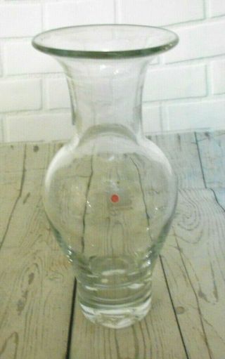 Vintage Blenko Clear Glass Hand Made Blown Art Glass Vase 9 Inch High