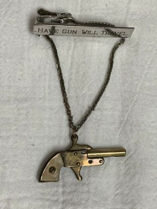 Vintage “have Gun Will Travel” Tie Clip With Gun Charm