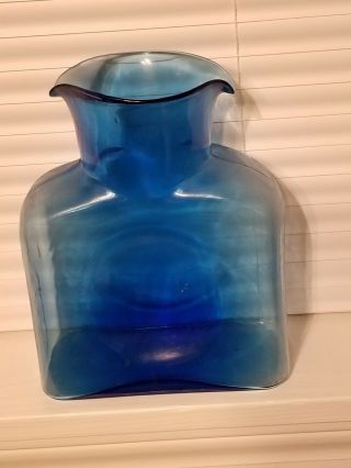 Blenko Classic Glass Carafe Double Spout Water Jug BLUE, 2