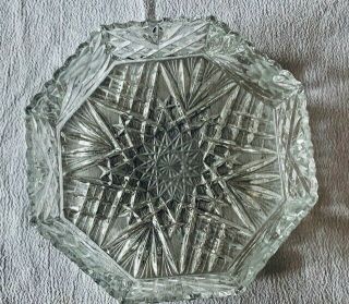 Antique Vintage Octagon Shaped Heavy Lead Crystal Bowl Hand Cut - Over 8 Pounds
