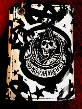 Sons Of Anarchy Tri - Fold Wallet W/ Chain - Reaper Design - Collectible Item