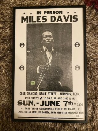 Miles Davis Concert Poster (beale St Memphis),  (framed),