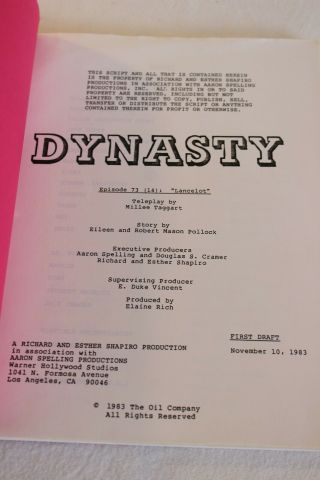 1970 ' s DYNASTY TV Drama Script Signed Best Wishes John James Episode 73 (14) 3