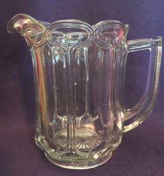 Eapg Antique Pattern Pogo Stick Water Pitcher Crown Lancaster Glass 411 1910