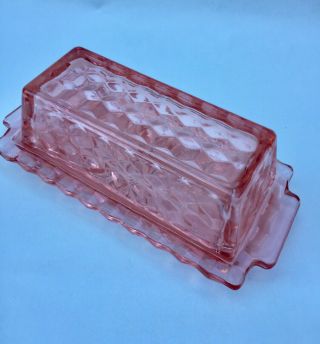 Pink Cube Cubist Covered Butter Dishdepression Glass Rectangular