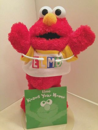 Elmo Knows Your Name Sesame Street Yellow Shirt 14 " Cd Rom Interactive Rare
