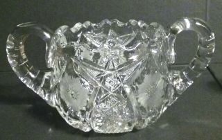 2pc Vintage - Cut Glass/crystal Flower Etched Creamer & Sugar Bowl With Handles
