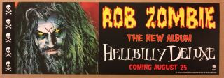 Rob Zombie Rare1998 Promo Poster Banner Wdate 4 Hellbilly Cd Never Display White