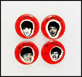 The Beatles Set Of 4 1964 Buttons Badges John Lennon Paul Mccartney