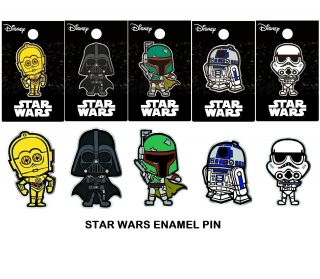 Star Wars: Darth Vader Boba Fett Stormtrooper R2 - D2 C - 3po Enamel Pin