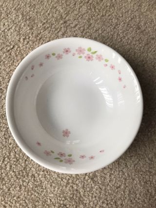 Set Of 5 Corelle Pink Cherry Blossom Cereal Soup Bowls 6 1/4 " Rare