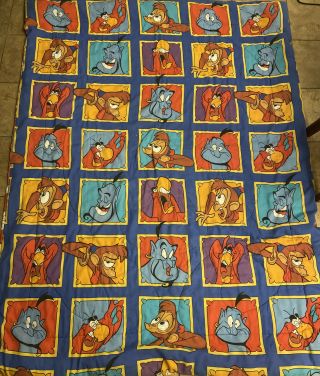 Vintage Aladdin 1992 Full Blanket Disney Genie Aboo 80x60 Authentic