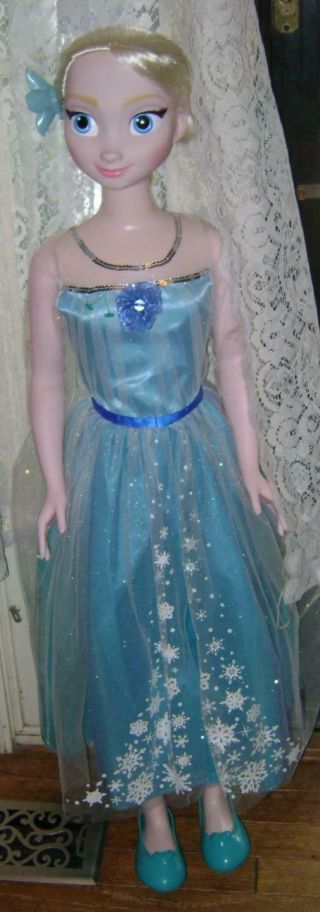 Elsa Disney Frozen My Size Doll 38 " Retired Dress Shoes Light Up Hair Clip
