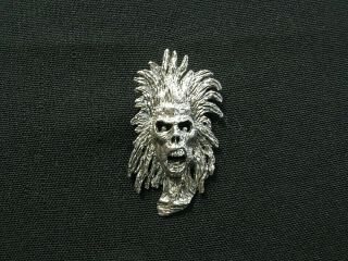 Iron Maiden Official Small Vintage Pewter Pin Badge Button Uk Import Poker Eddie