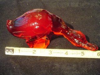 Viking Glass Red Art Glass Duck Figurine Or Paperweight No Defects