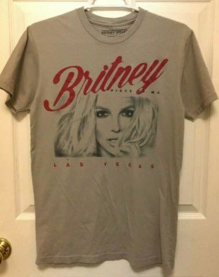 Britney Spears Gray Las Vegas 2017 Piece Of Me Concert Tour Top T - Shirt Sz Small