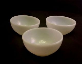 Set Of 3 Vtg Anchor Hocking White Milk Glass Soup Bowls 5” Cereal Mixing