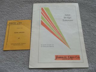 Jeannette Glass Company Brochure & Price List Pa Adam Design 1932