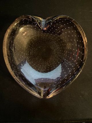 Vintage Murano Art Glass Heart Shaped Bowl Or Ashtray