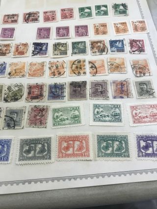 China P.  R.  Of Ch.  100 And Stamps On Album Page Mostly From Back Of Book