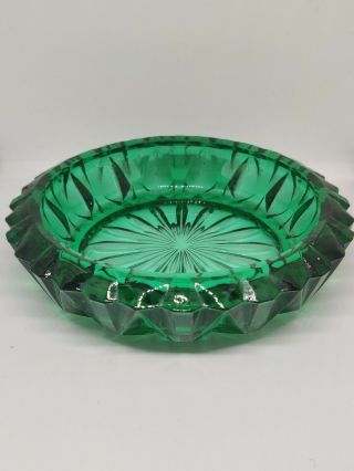 Vintage Emerald Green Glass Large Ashtray Dish