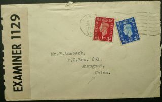 Gb 20 Aug 1940 Wwii Censored Cover From London To Shanghai,  China - Censored