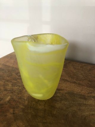 Stunning Signed Yellow White Swirl Murano Glass Vase