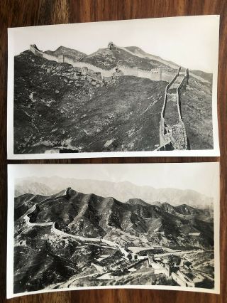 2 X China Old Photo The Great Wall General View Of Nankou Pass Wall