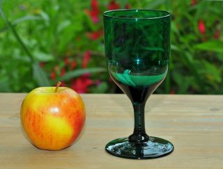 Antique Georgian Bristol Green Lead Glass Wine Glass With Stepped Foot C.  1820