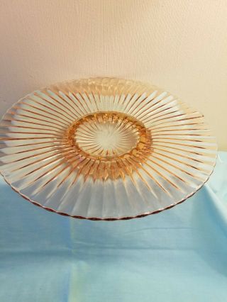 Vintage Pink Depression Glass Footed Pedestal Cake Platter,  12 1/4 Inches,