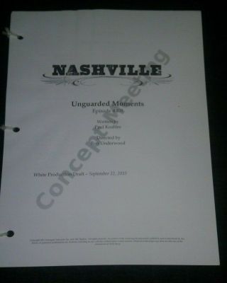 Nashville Tv Show Production Script White Draft Concept Meeting Ep408