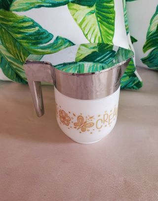Vintage Pyrex Gemco Butterfly Gold Sugar Creamer Mug Set 3