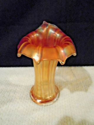 Vintage Northwood Carnival Glass Iridescent Marigold Thin Ribs Jester 