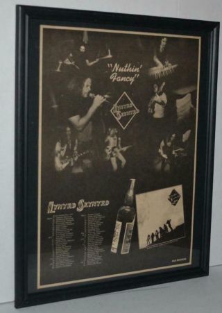 Lynyrd Skynyrd 1975 Nuthin Fancy Concert Tour W/ Dates Framed Promo Poster / Ad