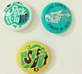 Vintage 1969 Laugh - In Pins Gumball Sock It To Me - Psych Out - Fickle Finger Of Fate