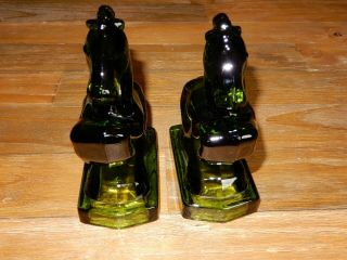 Vintage L.  E.  Smith Emerald Green Blown Glass Rearing Horse MCM Book Ends 2