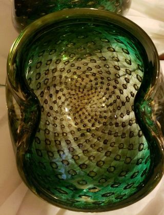 Vintage Murano Italian Art Glass Ashtray Bowl Controlled Bubbles