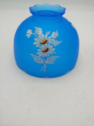 Fenton Hand Painted Fairy Light Top Lamp Spring Floral Blue