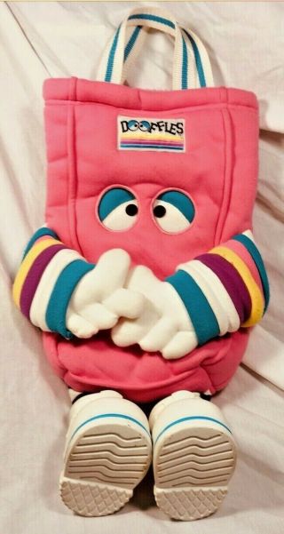 Rare Vtg Dooffles Pink Plush Toy Carrier Bag W/ Arms,  Legs Htf 1980’s 1988