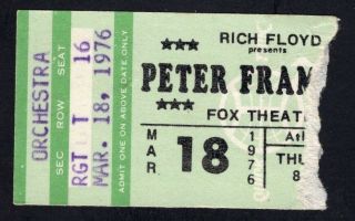 1976 Peter Frampton Comes Alive Concert Ticket Stub Fox Theatre Show Me The Way