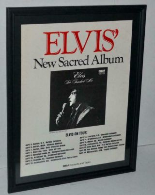 Elvis Presley 1972 Sacred Album With On Tour Dates Framed Promo Poster / Ad